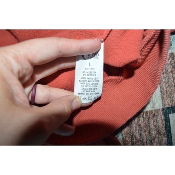 Zyia Active Rust Orange Sweat Set Hoodie Pants Size Large Fall Activewear Casual - Picture 7 of 10
